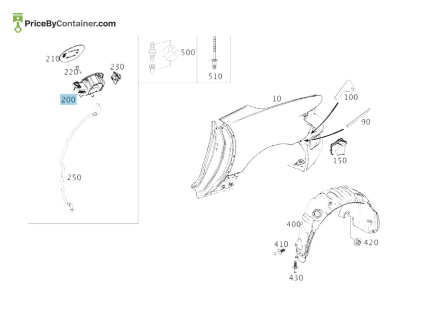 MERCEDES-BENZ 1726300400 — MERCEDES BENZ GENUINE TANK FILLER RECESS A1726300400