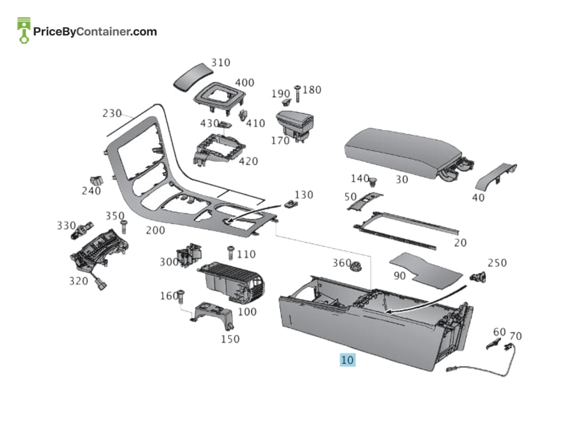 MERCEDES-BENZ 17268022019051 — MERCEDES BENZ GENUINE HOUSING, CENTER CONSOLE A17268022019051