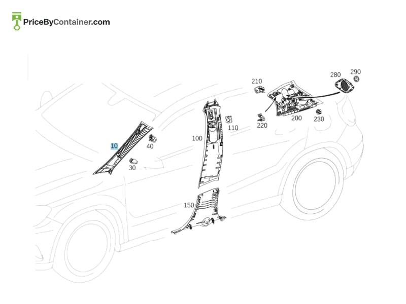MERCEDES-BENZ 17669017008T28 — MERCEDES BENZ GENUINE TRIM, A-PILLAR A17669017008T28