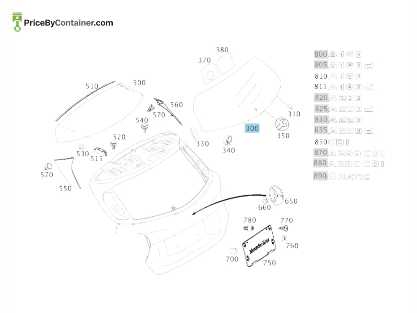 MERCEDES-BENZ 1767400600 — MERCEDES BENZ GENUINE REAR WIND GLASS 0100 A1767400600