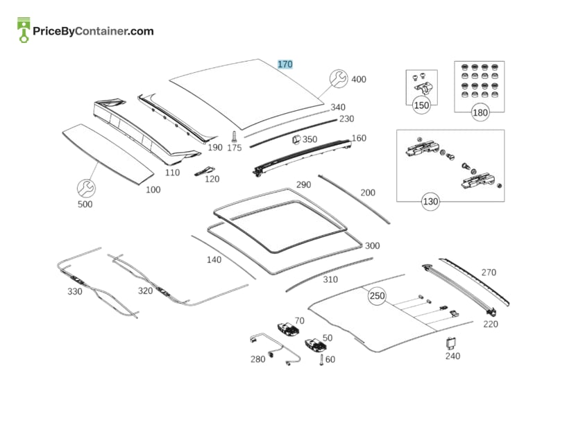 MERCEDES-BENZ 1767800021 — MERCEDES BENZ GENUINE SLIDING ROOF PANEL GLASS A1767800021