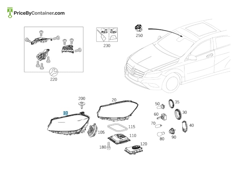 MERCEDES-BENZ 1768204661 — MERCEDES BENZ GENUINE HEADLAMP UNIT LH A1768204661