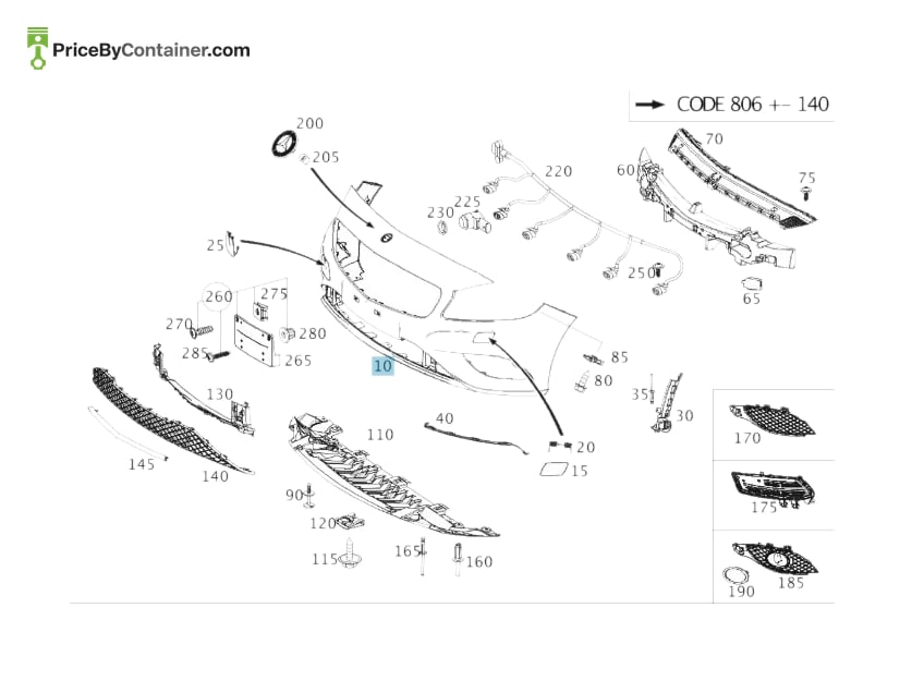 MERCEDES-BENZ 17688056409999 — MERCEDES BENZ GENUINE FRONT BUMPER A17688056409999