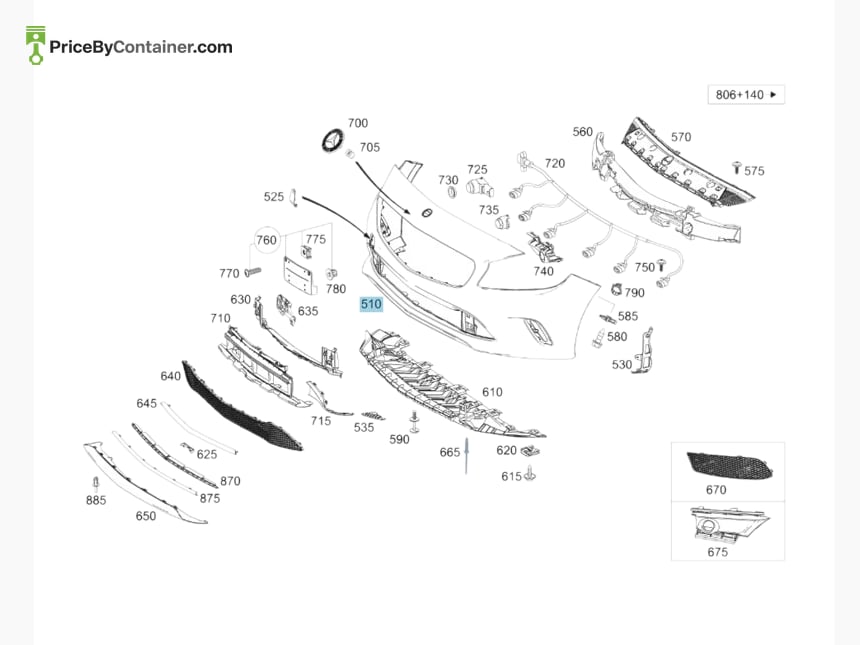 MERCEDES-BENZ 17688064409999 — MERCEDES BENZ GENUINE TRIM BUMPER A17688064409999