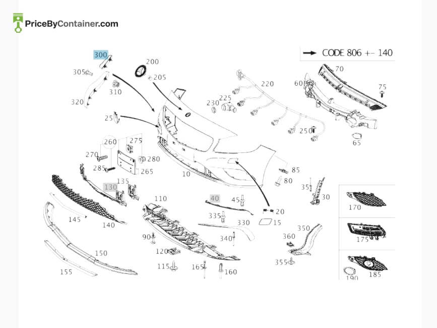 MERCEDES-BENZ 1768850338 — MERCEDES BENZ GENUINE SIDE SPOILER A1768850338