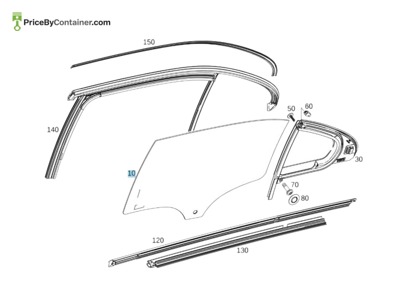 MERCEDES-BENZ 1777350501 — MERCEDES BENZ GENUINE SIDE WINDOW PANE A1777350501