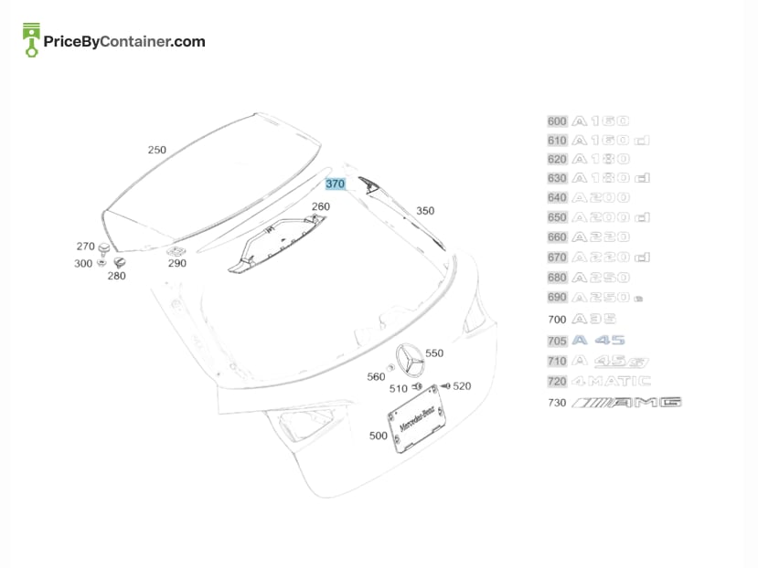MERCEDES-BENZ 17779013001914 — MERCEDES BENZ GENUINE REAR SPOILER ATTACHMENT A17779013001914