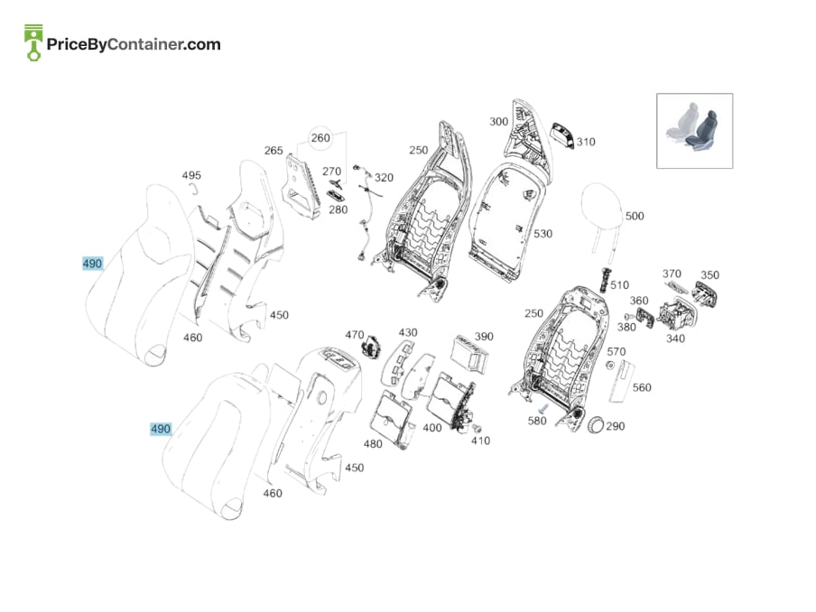 MERCEDES-BENZ 17791075015F06 — MERCEDES BENZ GENUINE OUTER COVER SEAT BACKR. A17791075015F06