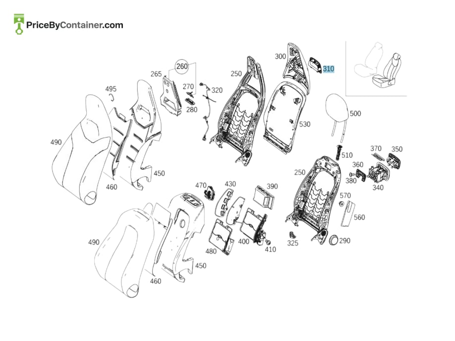 MERCEDES-BENZ 17791316009051 — MERCEDES BENZ GENUINE COVER BACKREST A17791316009051