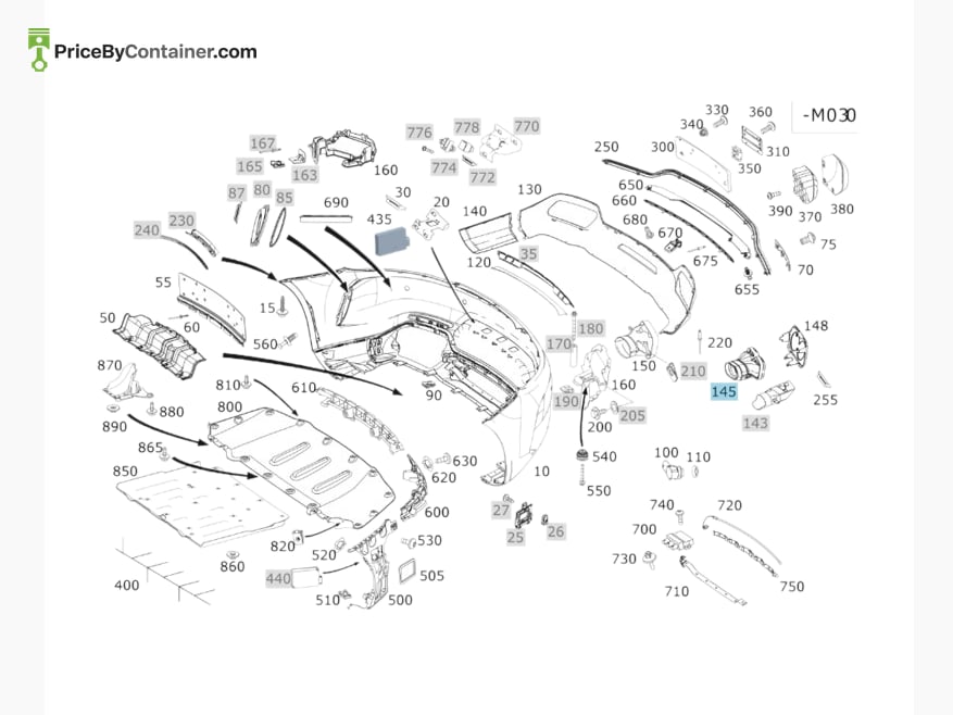 MERCEDES-BENZ 1904905200 — MERCEDES BENZ GENUINE TAIL PIPE TRIM RH A1904905200