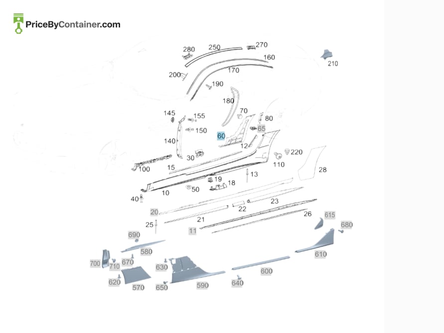 MERCEDES-BENZ 1906982300 — MERCEDES BENZ GENUINE RETAINING RAIL A1906982300