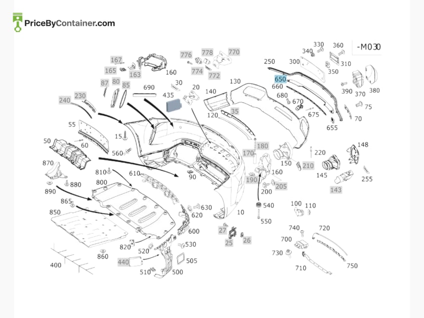MERCEDES-BENZ 1908852102 — MERCEDES BENZ GENUINE COVER. BUMPER AREADIFFUSER A1908852102
