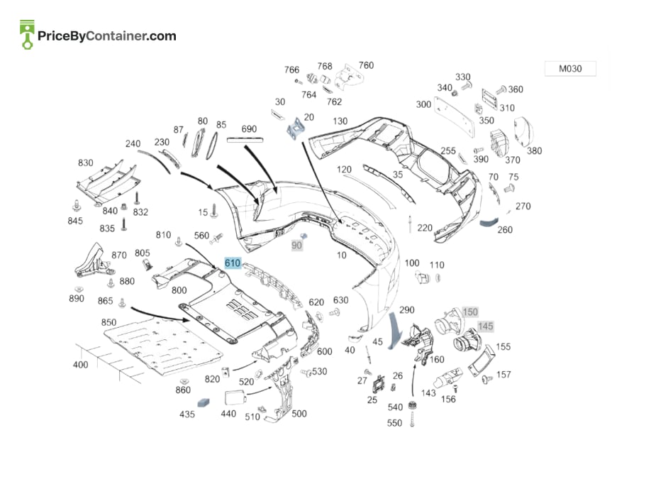 MERCEDES-BENZ 1908858700 — MERCEDES BENZ GENUINE BASIC CARRIER FOR BUMPERCENTRAL A1908858700