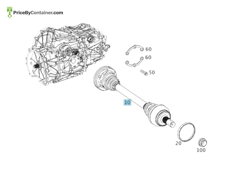 MERCEDES-BENZ 1973507000 — MERCEDES BENZ GENUINE REAR AXLE SHAFT A1973507000