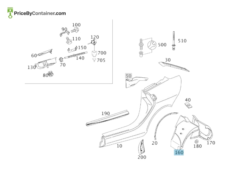 MERCEDES-BENZ 1998840531 — MERCEDES BENZ GENUINE REAR FENDER COVER A1998840531