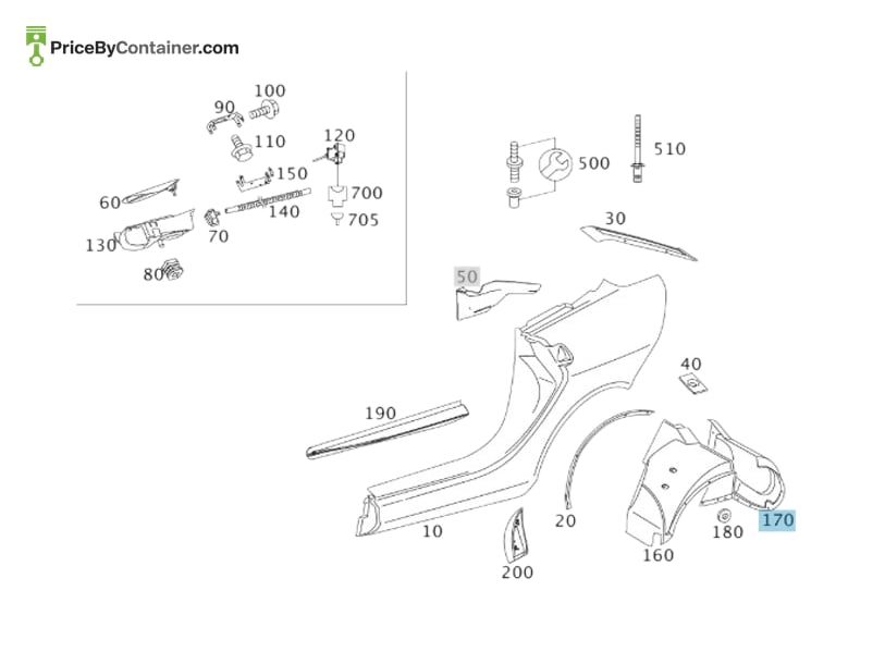 MERCEDES-BENZ 1998840731 — MERCEDES BENZ GENUINE REAR FENDER COVER A1998840731