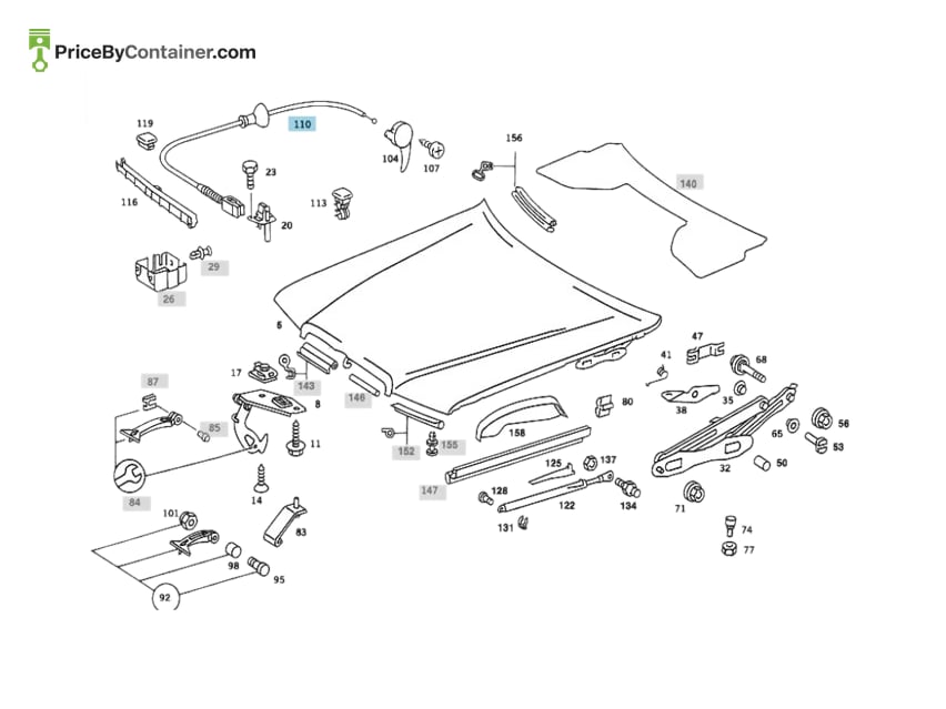 MERCEDES-BENZ 2018800359 — MERCEDES BENZ GENUINE HOOD CABLE A2018800359