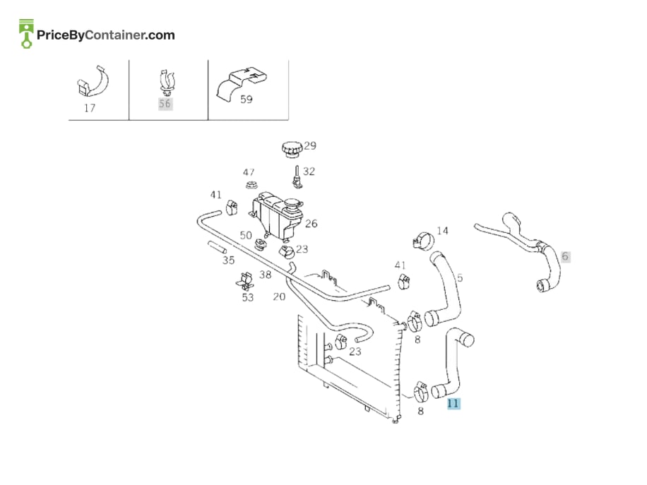 MERCEDES-BENZ 2025016082 — MERCEDES BENZ GENUINE RADIATOR HOSE A2025016082