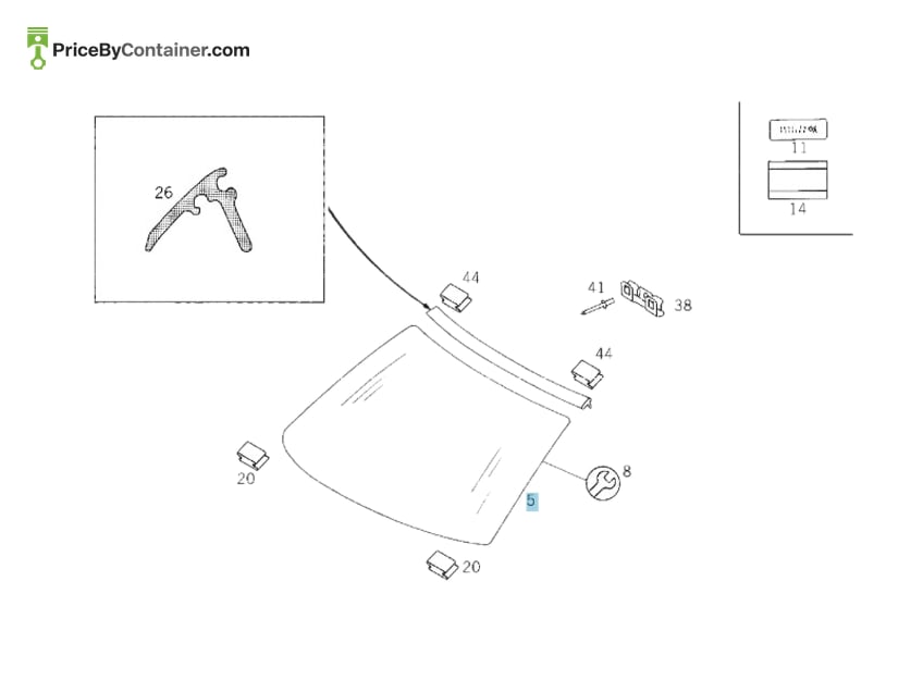 MERCEDES-BENZ 2026710300 — MERCEDES BENZ GENUINE WINDSHIELD A2026710300