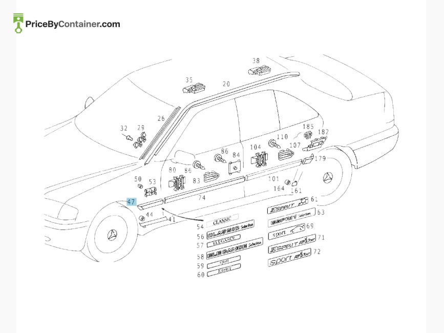MERCEDES-BENZ 2026902762 — MERCEDES BENZ GENUINE WING TRIM A2026902762