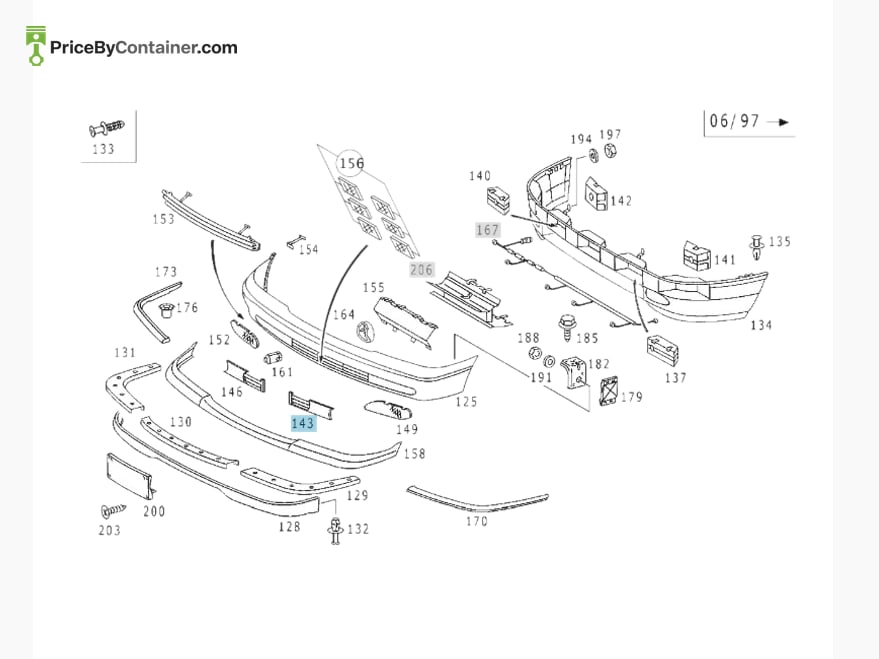 MERCEDES-BENZ 20288007059040 — MERCEDES BENZ GENUINE BUMPER GRILL A20288007059040