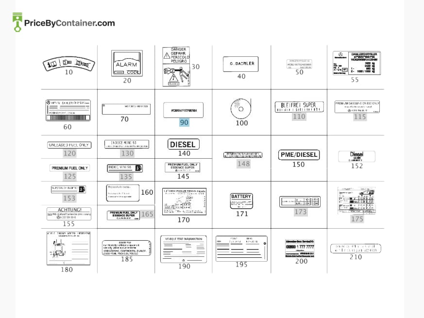 MERCEDES-BENZ 2038170820 — MERCEDES BENZ GENUINE INFORMATION LABEL A2038170820