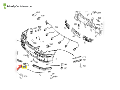 MERCEDES-BENZ 2038851553 — MERCEDES BENZ GRILL FRONT BUMPER LEFT GENUINE BODY PARTS 2038851553
