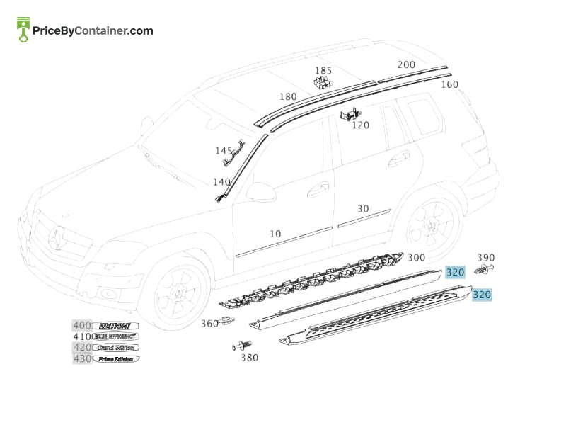 MERCEDES-BENZ 2045200100 — MERCEDES BENZ GENUINE RUNNINGBOARD 9051 A2045200100