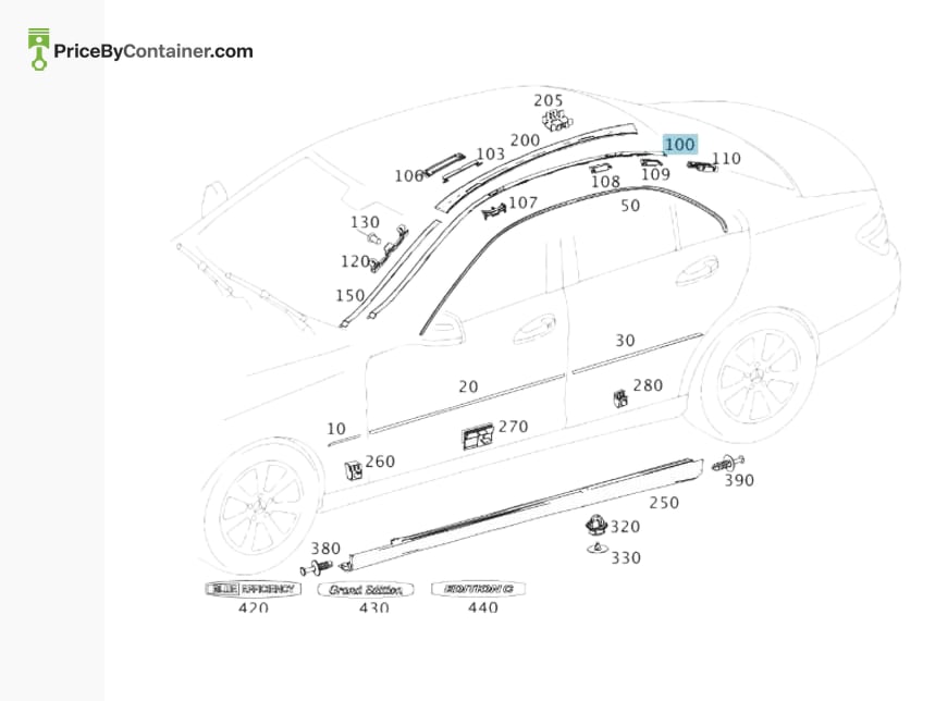 MERCEDES-BENZ 2046907682649040 — MERCEDES BENZ GENUINE WATER DEFLECTOR A2046907682649040