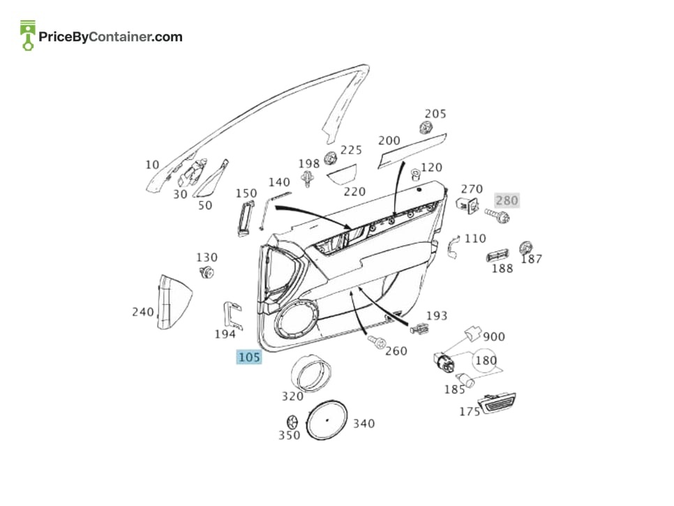 MERCEDES-BENZ 20472019019H93 — MERCEDES BENZ GENUINE DOOR INTERIOR TRIM|LEFT DOOR. A20472019019H93