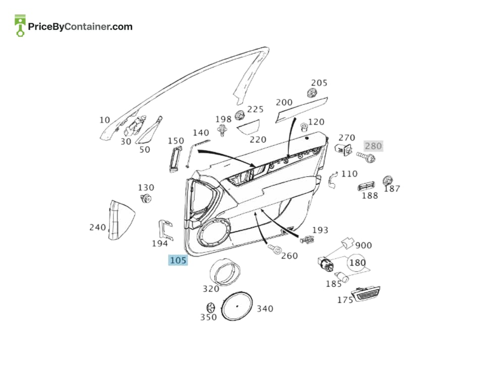 MERCEDES-BENZ 20472077629F70 — MERCEDES BENZ GENUINE DOOR TRIM A20472077629F70
