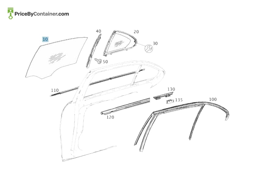 MERCEDES-BENZ 2047350000 — MERCEDES BENZ GENUINE DOOR GLASS A2047350000
