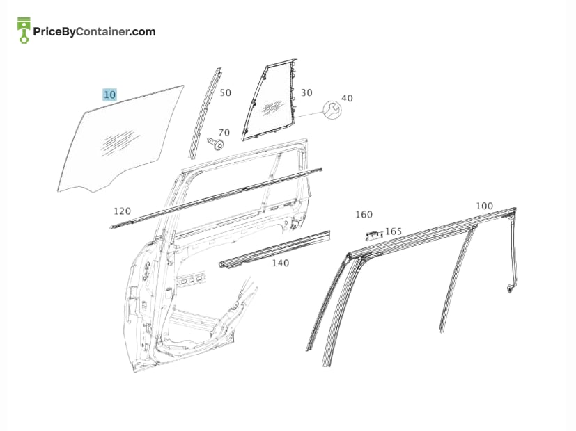 MERCEDES-BENZ 2047351310 — MERCEDES BENZ GENUINE GLASS A2047351310