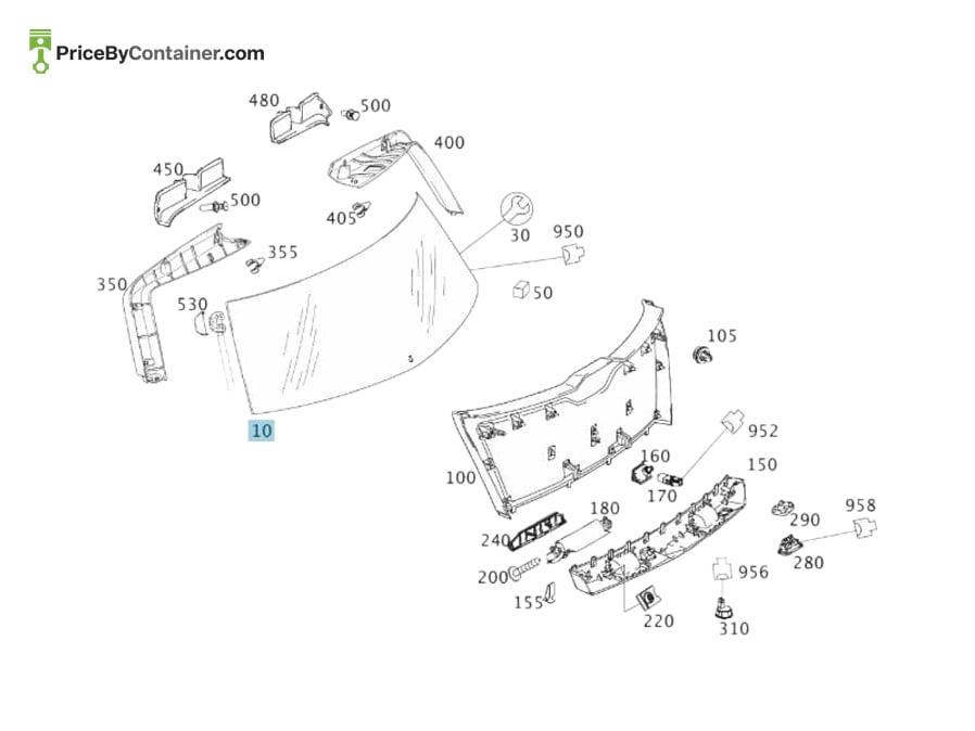 MERCEDES-BENZ 2047400500 — MERCEDES BENZ GENUINE REAR-PANEL WINDOW A2047400500