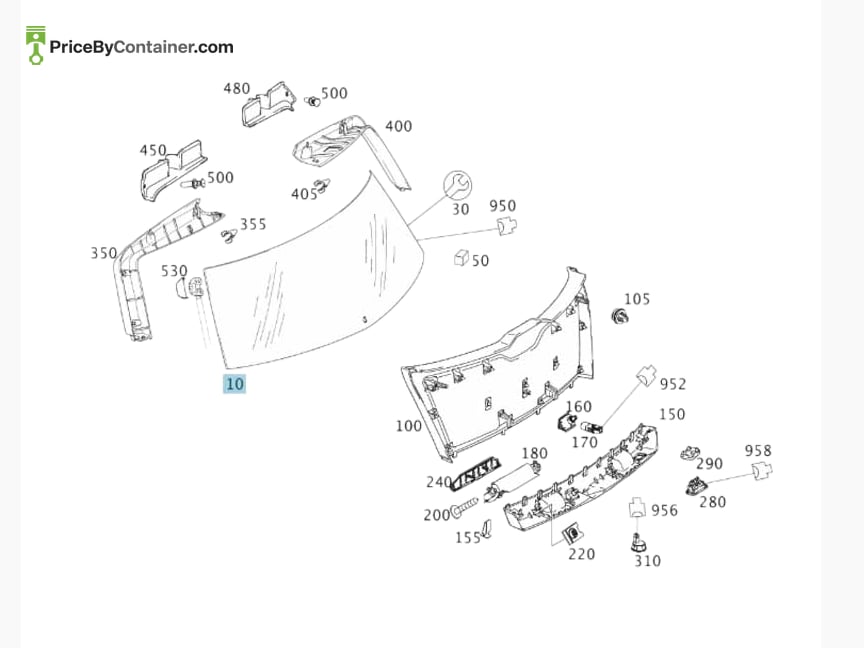 MERCEDES-BENZ 2047401557 — MERCEDES BENZ GENUINE REAR-PANEL WINDOW A2047401557