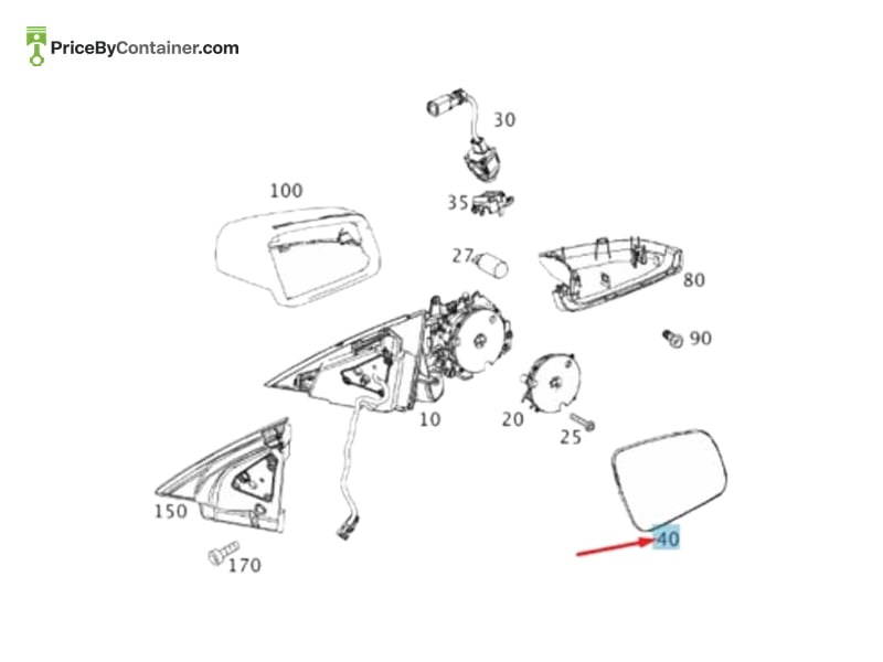 MERCEDES-BENZ 2048103521 — MERCEDES BENZ GENUINE MIRROR GLASS A2048103521