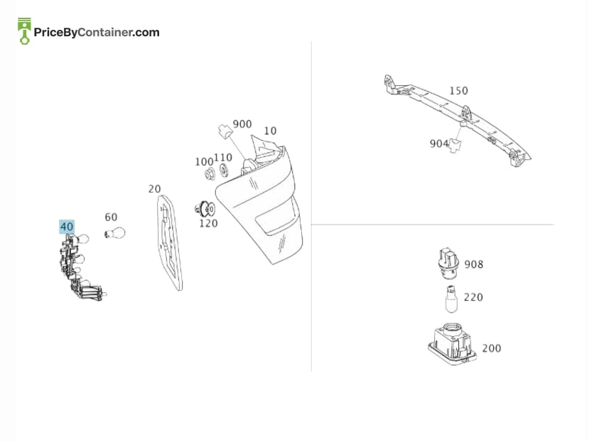 MERCEDES-BENZ 204820167764 — MERCEDES BENZ GENUINE REAR Tail Light Socket RH A204820167764