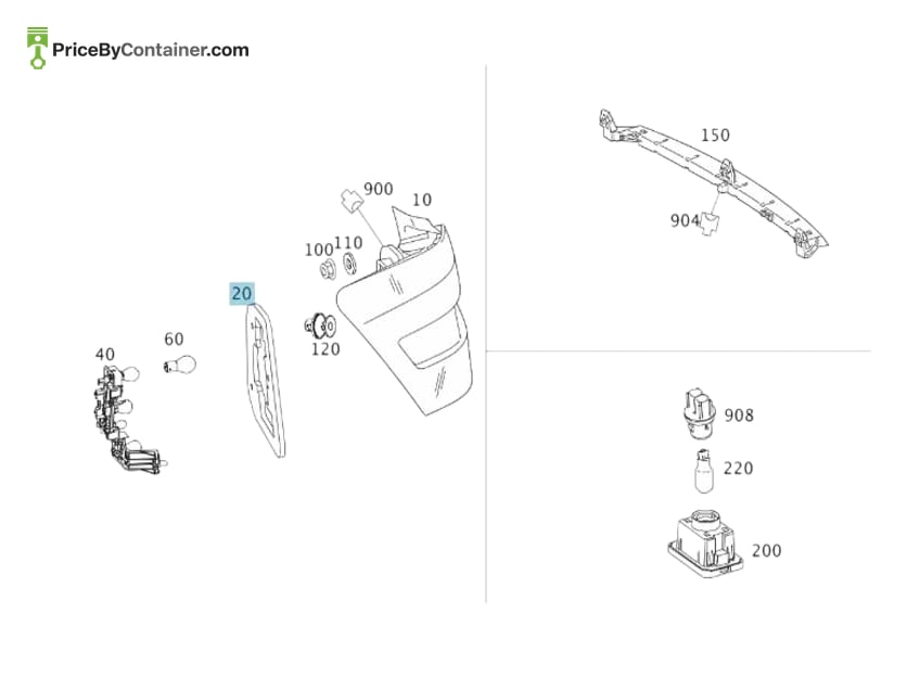 MERCEDES-BENZ 2048260491 — MERCEDES BENZ GENUINE SEAL LAMP HOUSING A2048260491