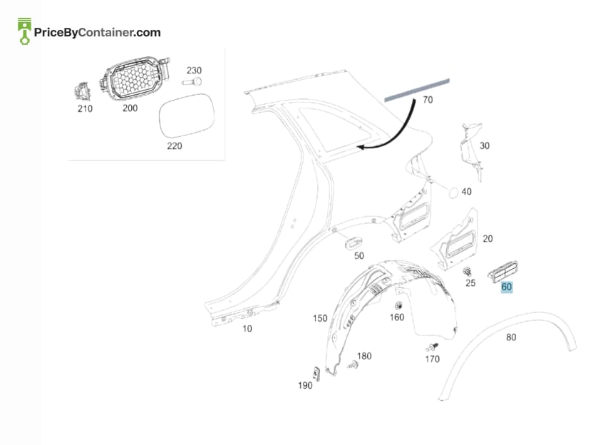 MERCEDES-BENZ 204830170064 — MERCEDES BENZ GENUINE VENT FLAP A204830170064