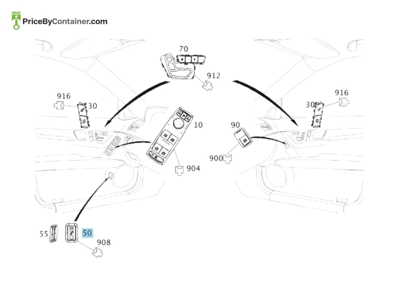 MERCEDES-BENZ 20487070519107 — MERCEDES BENZ GENUINE SWITCH (FRONT PASSENGER) A20487070519107