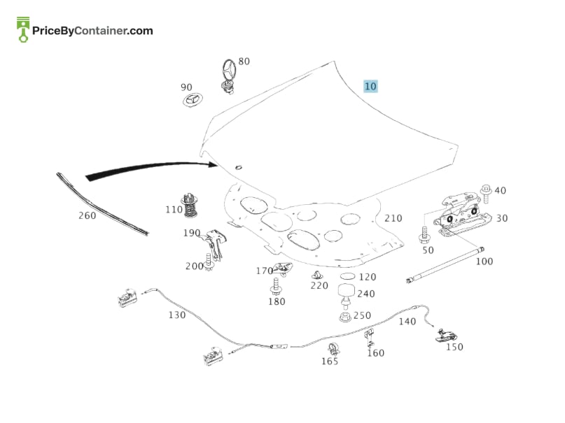 MERCEDES-BENZ 204880095764 — MERCEDES BENZ GENUINE HOOD A204880095764
