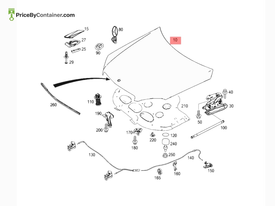 MERCEDES-BENZ 2048801357 — MERCEDES BENZ GENUINE HOOD A2048801357