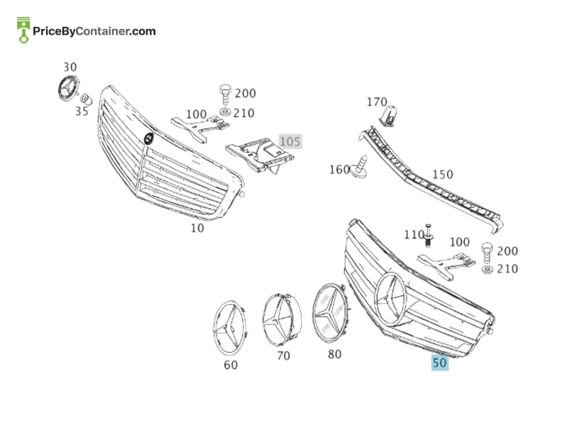 MERCEDES-BENZ 2048803783 — MERCEDES BENZ GENUINE GRILLE A2048803783