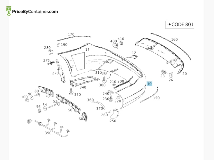 MERCEDES-BENZ 2048807540649999 — MERCEDES BENZ GENUINE TRIM BUMPER A2048807540649999