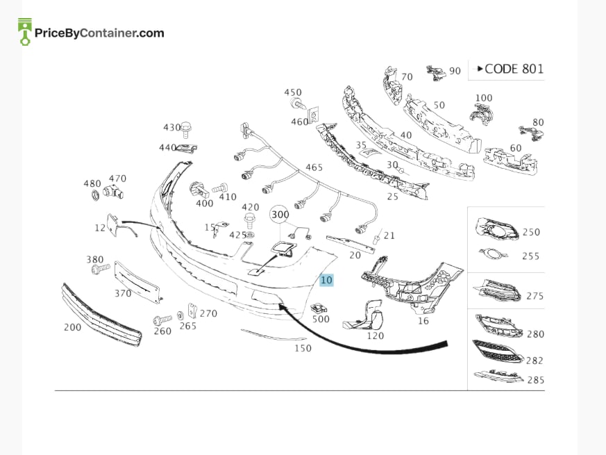 MERCEDES-BENZ 20488078479999 — MERCEDES BENZ GENUINE TRIM. BUMPER A20488078479999