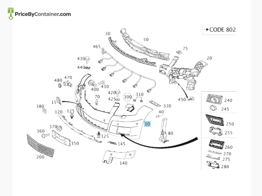 MERCEDES-BENZ 20488578389999 — MERCEDES BENZ GENUINE BUMPER ASSY FRT A20488578389999