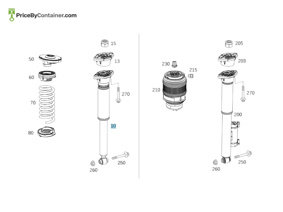 MERCEDES-BENZ 2053206100 — MERCEDES BENZ GENUINE REAR RH SHOCK ABSORBER A2053206100