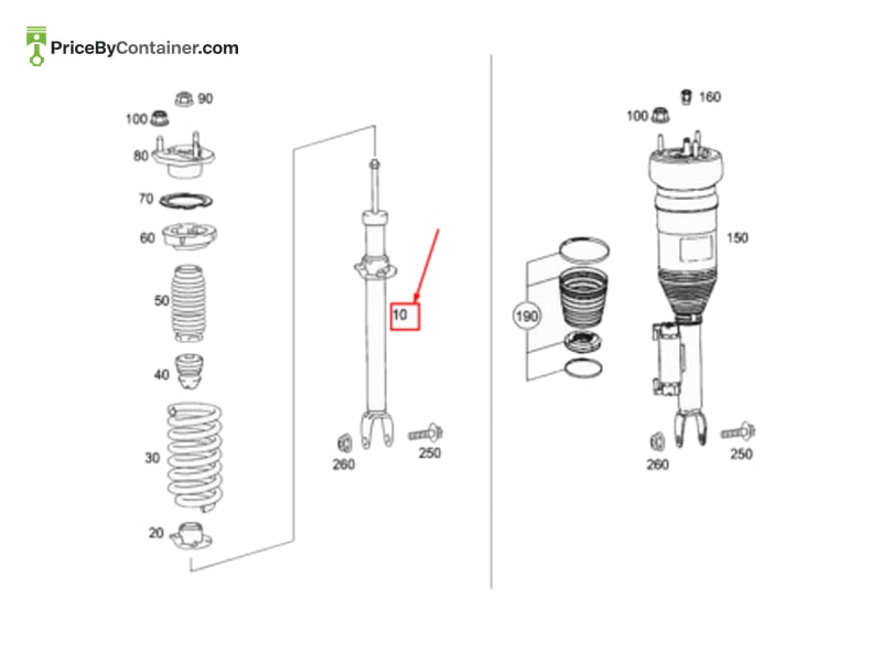 MERCEDES-BENZ 2053206901 — MERCEDES BENZ GENUINE SHOCK-ABSORBER STRUT A2053206901