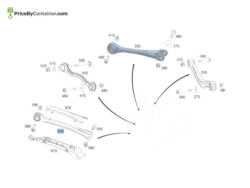 MERCEDES-BENZ 2053503014 — MERCEDES BENZ GENUINE REAR ARM LOWER A2053503014