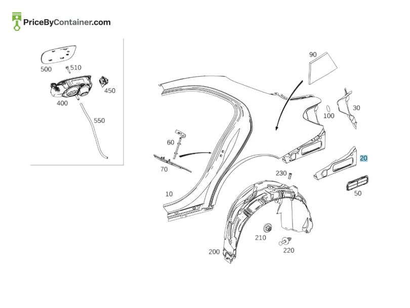 MERCEDES-BENZ 2056302403 — MERCEDES BENZ GENUINE CLOSED WALL A2056302403